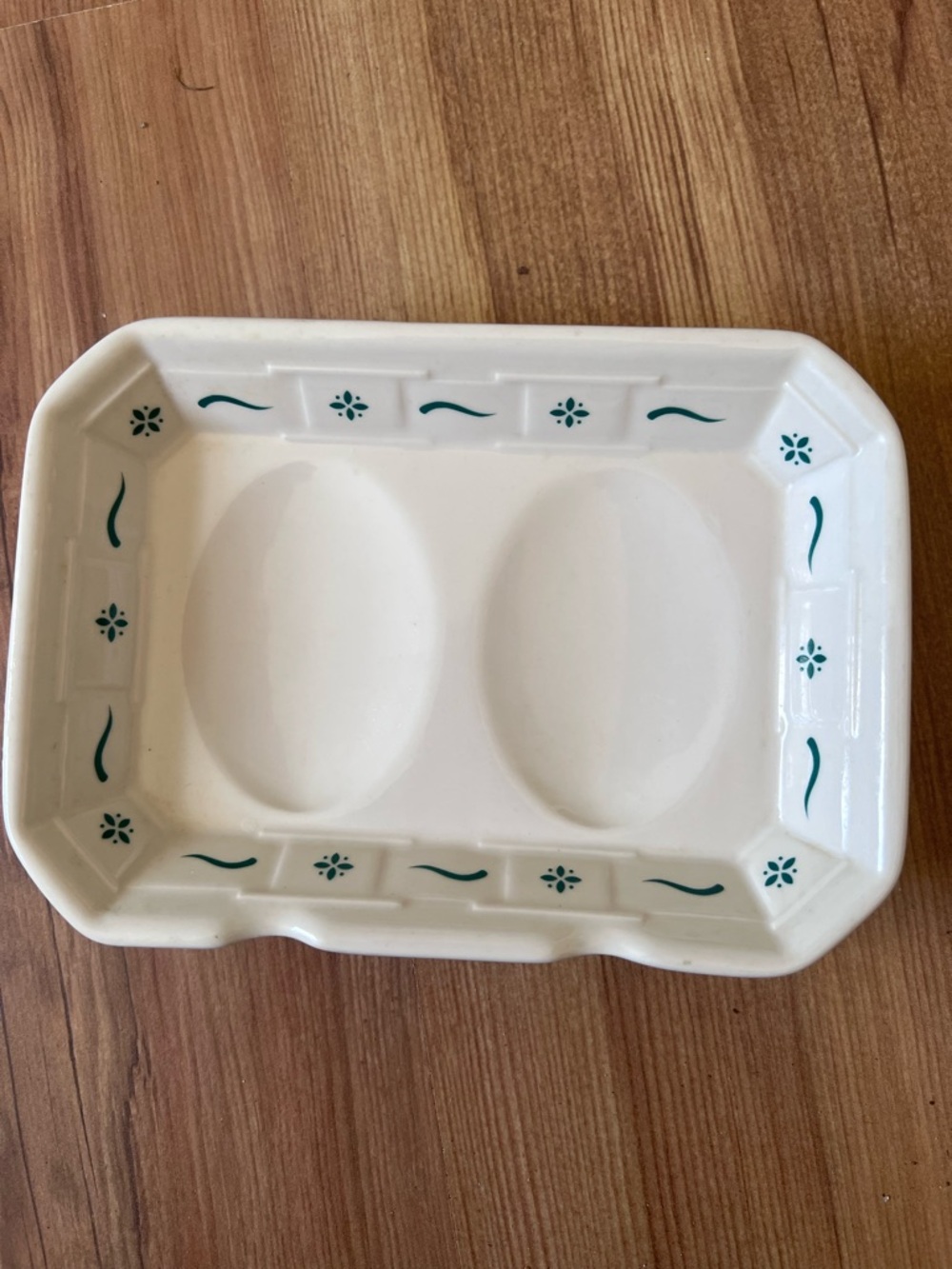 Ceramic Divided Dish with Green Ivy  Accent